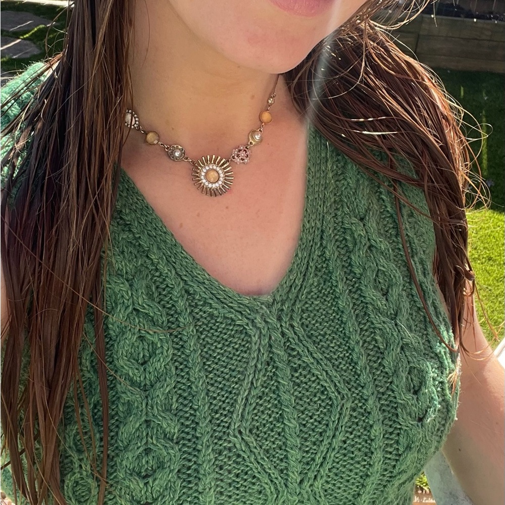 Gold and Silver Textured Pendant Necklace